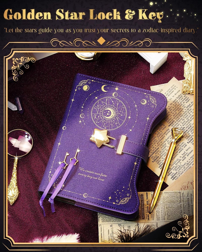hi!SCI Diary with Lock and Keys for Girls and Women, Locking Diary for Gift Ideas with Gift Box and Pen and Bookmark, Journal for Women with 360 Kraft Pages, B6 Refillable Notebook with Lock for Writing (Deep Royal Purple) - Image 5